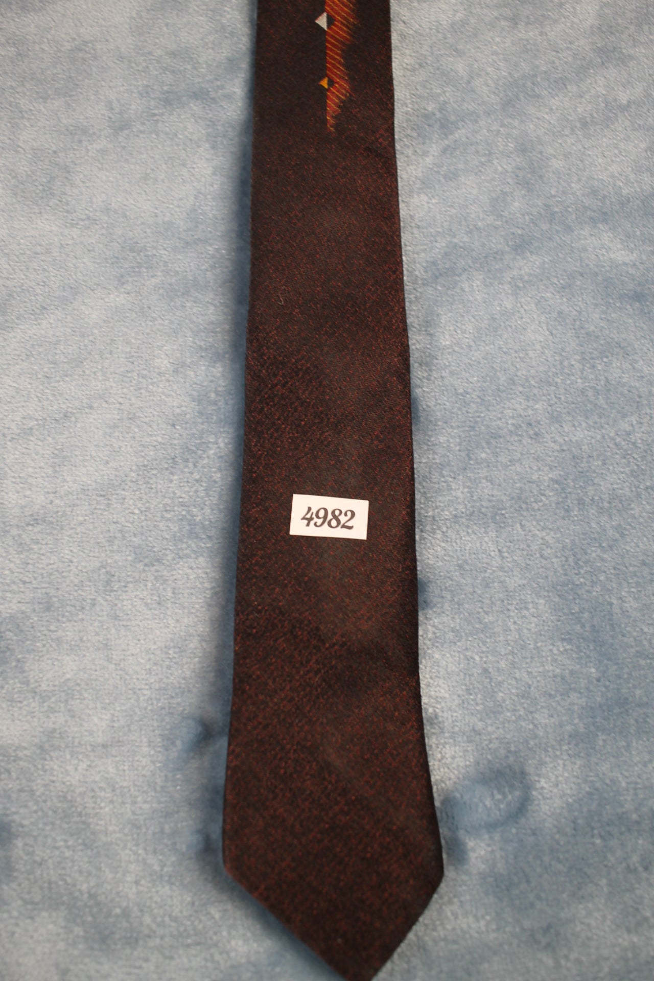 Vintage Carson Pirie Brown Red Skinny Tie 1940s/50s