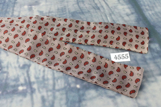 Superb Vintage Taupe Red Paisley Pattern Self Tie Square End  Bow Tie