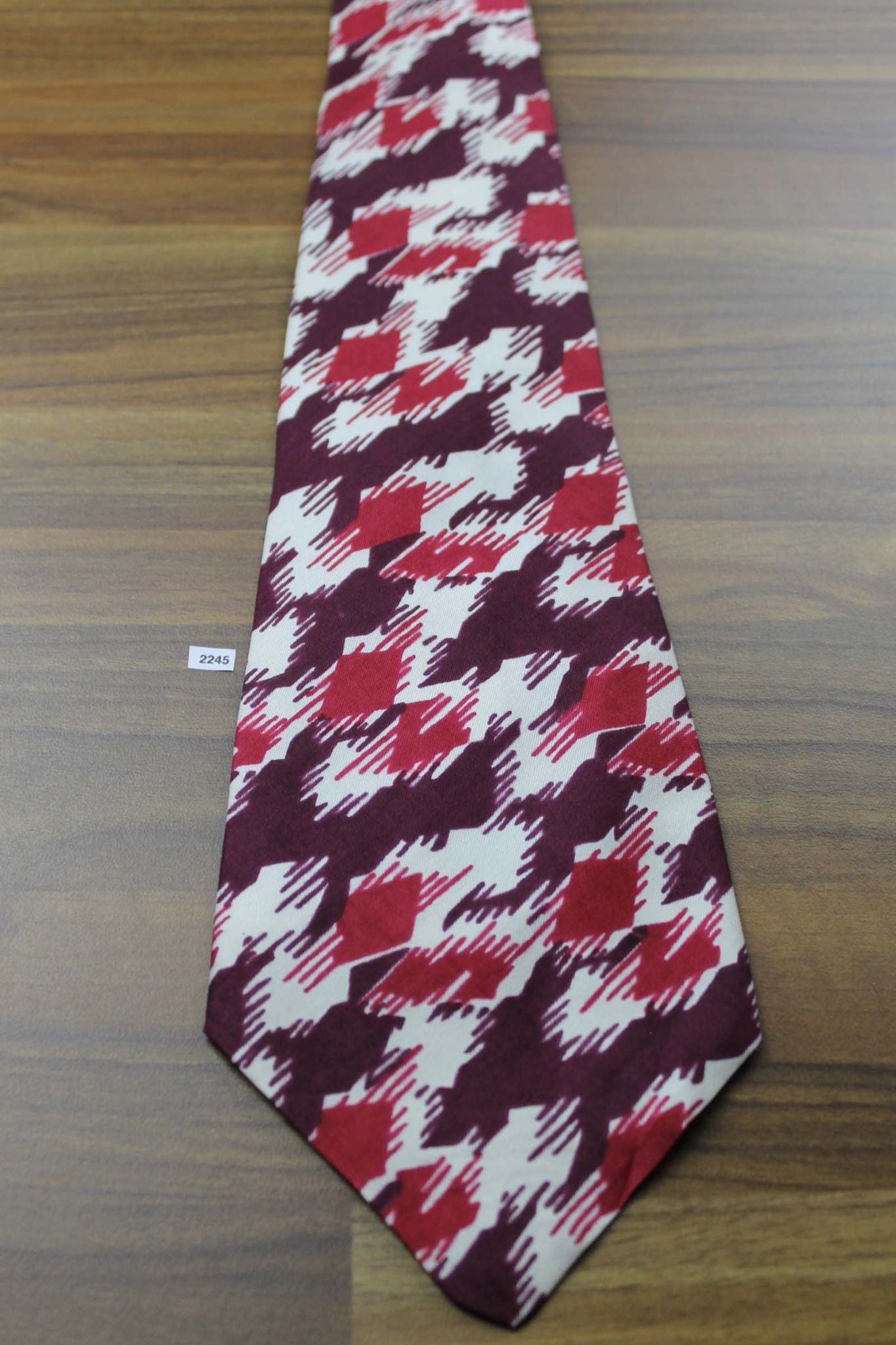 Vintage All Silk Gimbel Bros Ivory Burgundy Tie Lindy hop Swing Zoot Suit Rat Pack 1940s/1950s