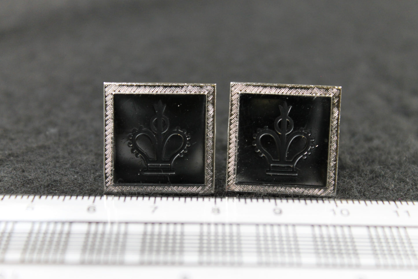 Vintage Square Silver Crown Cufflinks