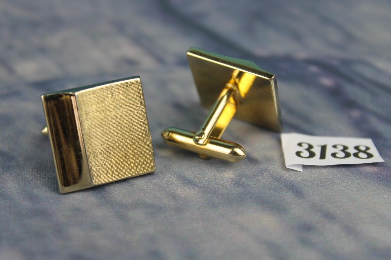 Vintage SWANK Gold Metal Cufflinks, Part Brushed