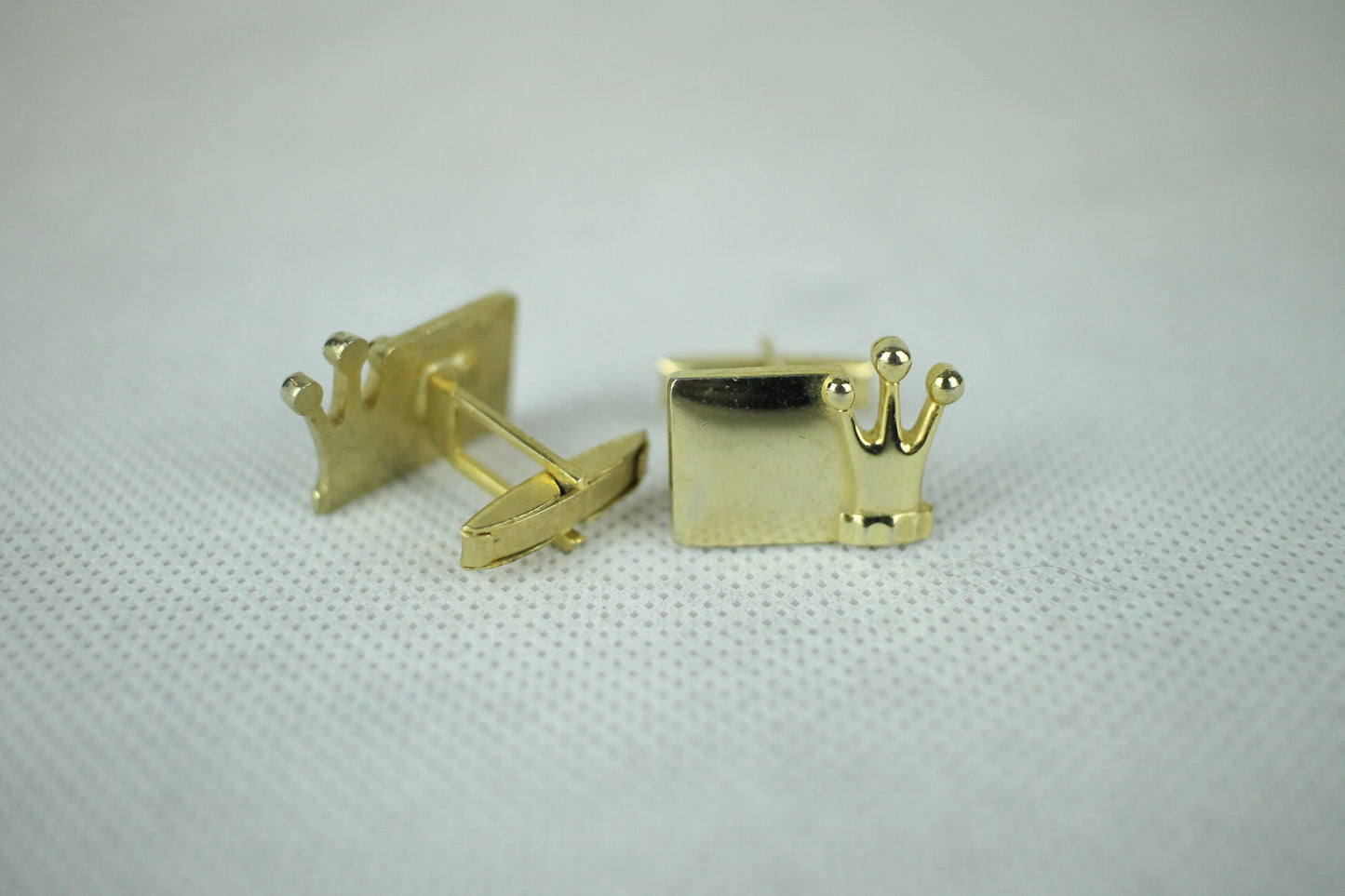 Vintage Gold Crown Oblong Cufflinks