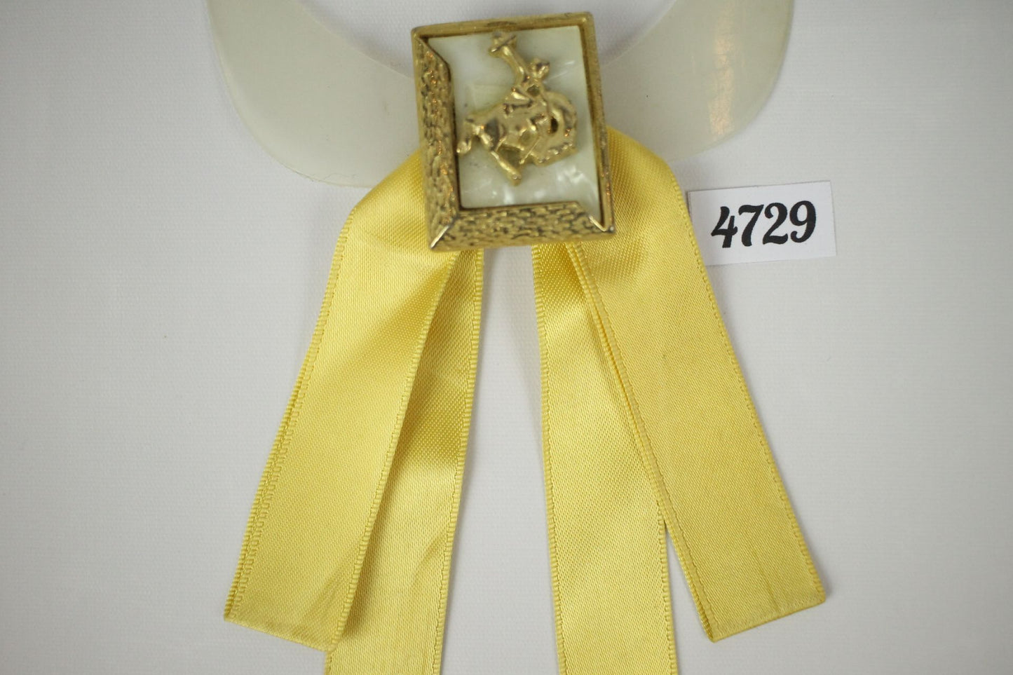 Vintage Lemon Ribbon Bucking Bronco Clip On Western Cowboy Kentucky Square Dance Bow Tie