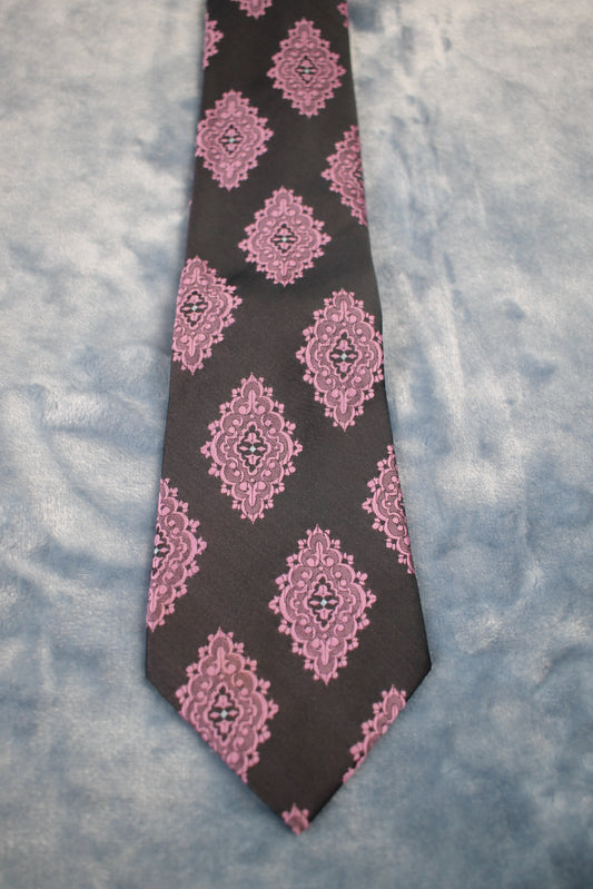 Vintage Tootal 1960s dark blue purple pattern kipper tie