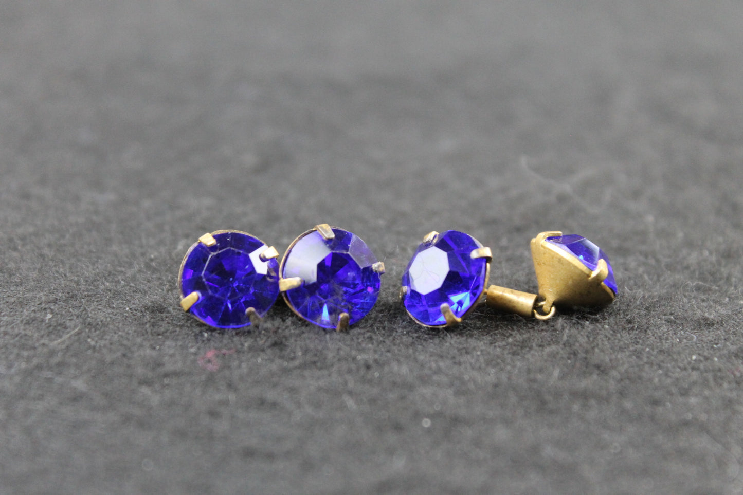 Vintage Blue Glass Faceted Gem Link Cufflinks