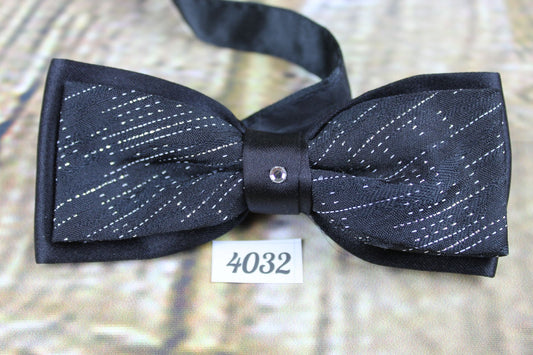 Vintage pre-tied bling diamante sparkly satin double layer party bow tie adjustable