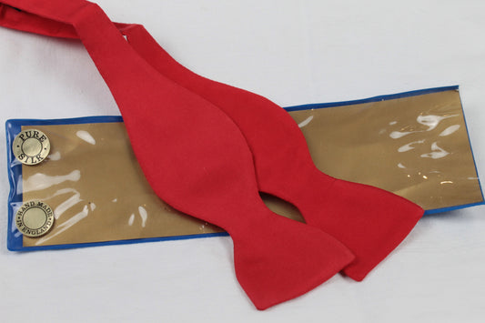Vintage Red Pure Silk Self Tie Adjustable Thistle Bow Tie