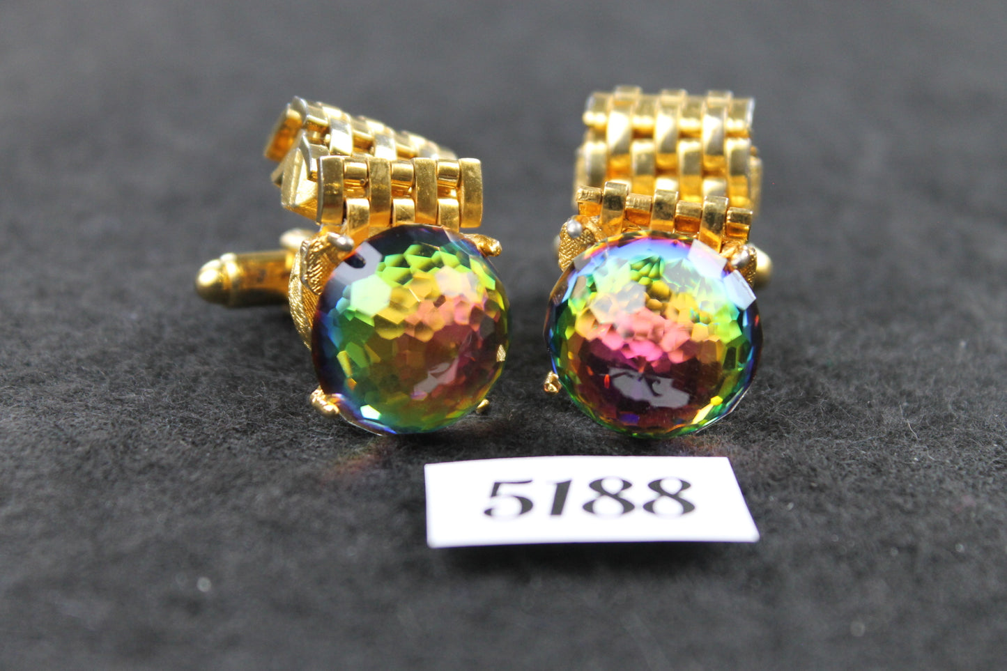 Vintage Large Aurora Borealis Diamante Wrap Around Cufflinks