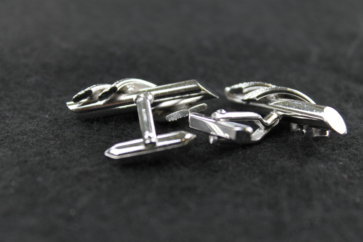 Vintage Silver Metal Rope Wrap Cufflinks