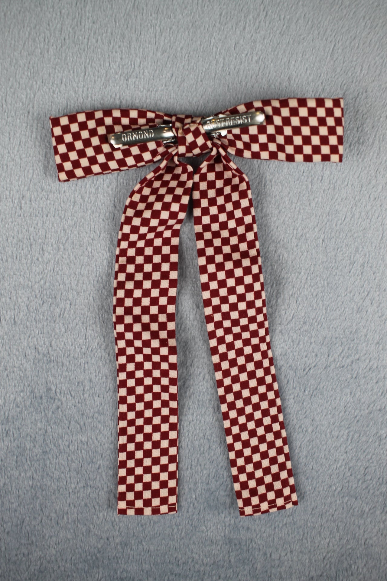 Vintage Burgundy White Chequered Western Cowboy Kentucky Square Dance Bow Tie