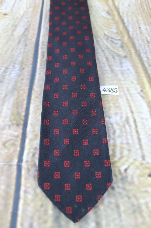 Vintage Arrow Black Burgundy Pattern Narrow Skinny Jim Mod Era Tie 1960s