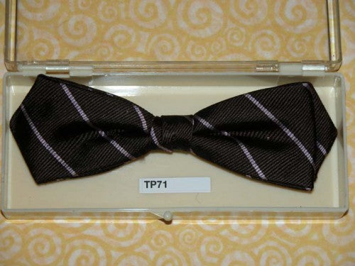 Vintage Clip On Bow Tie Brown Pink Stripes