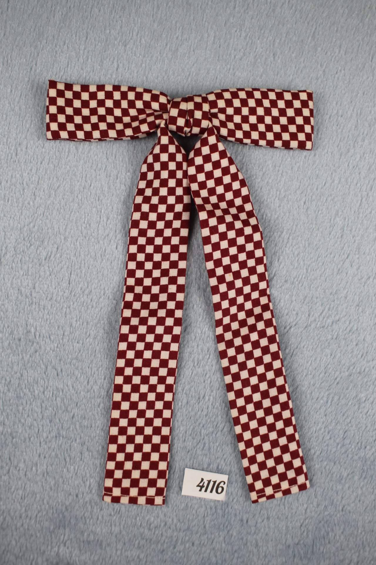 Vintage Burgundy White Chequered Western Cowboy Kentucky Square Dance Bow Tie