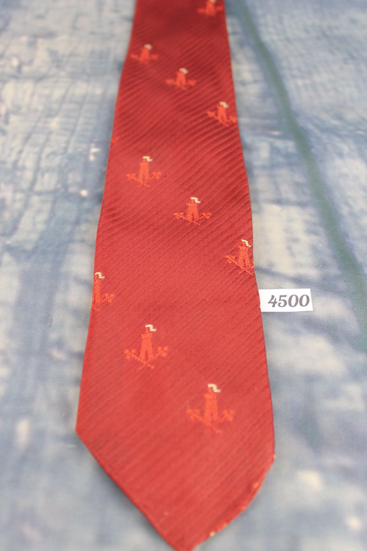 Vintage 1960s Chadwick By Wembley Castles Crossed Swords Burgundy Skinny Tie