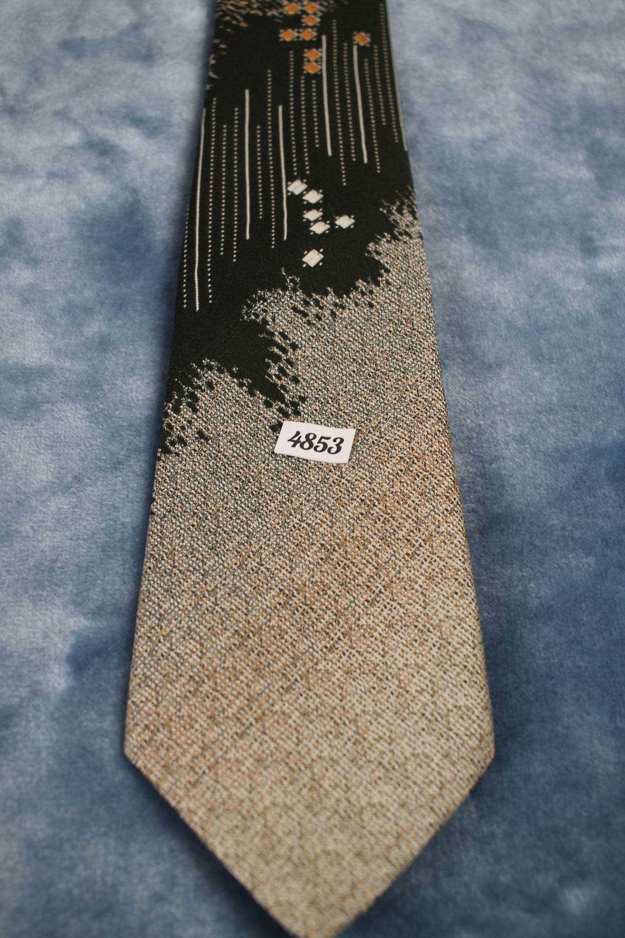Vintage Tootal 1960s silver green flecked pattern kipper tie