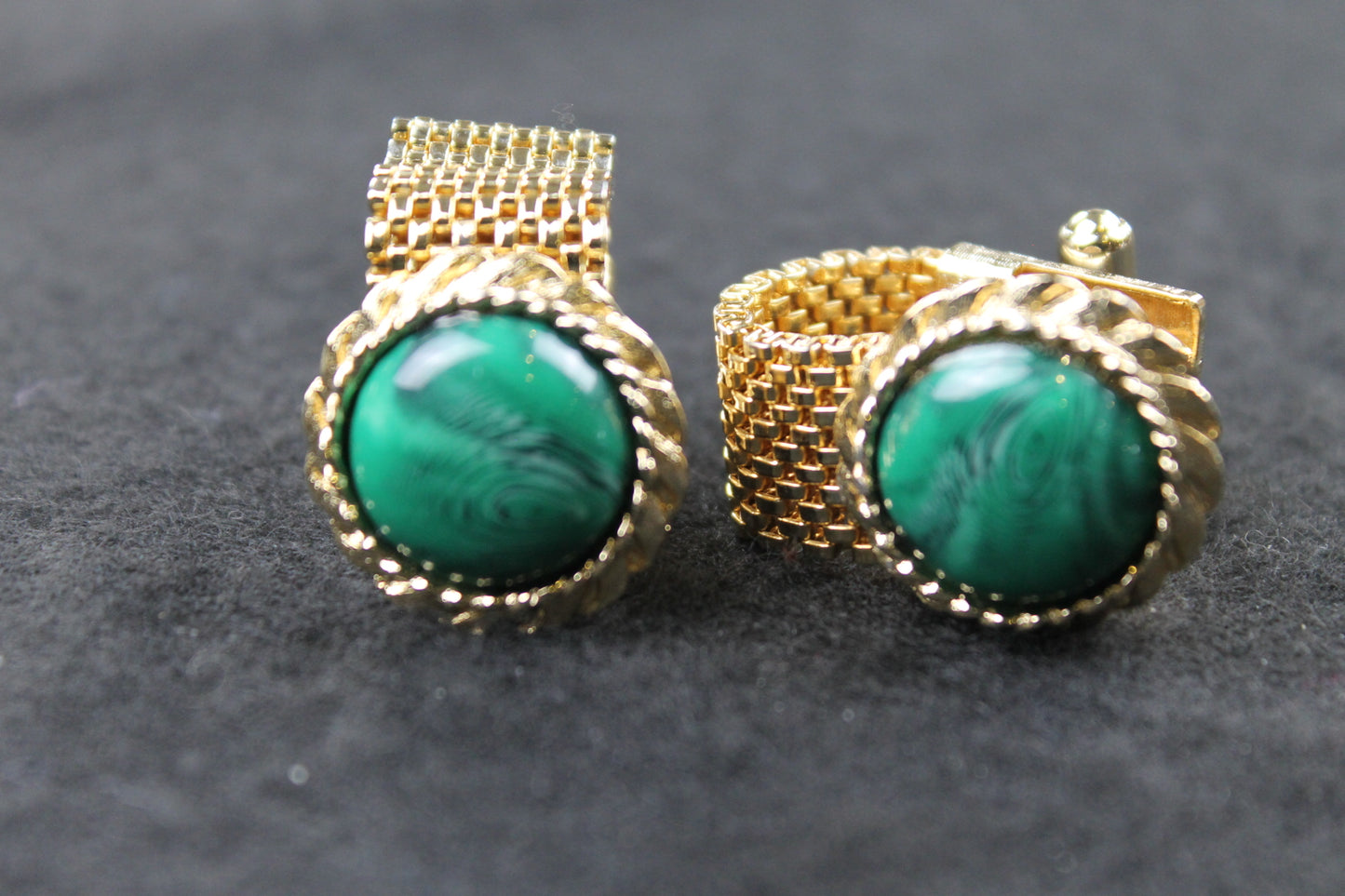 Vintage Large Green Stone Wrap Around Cufflinks