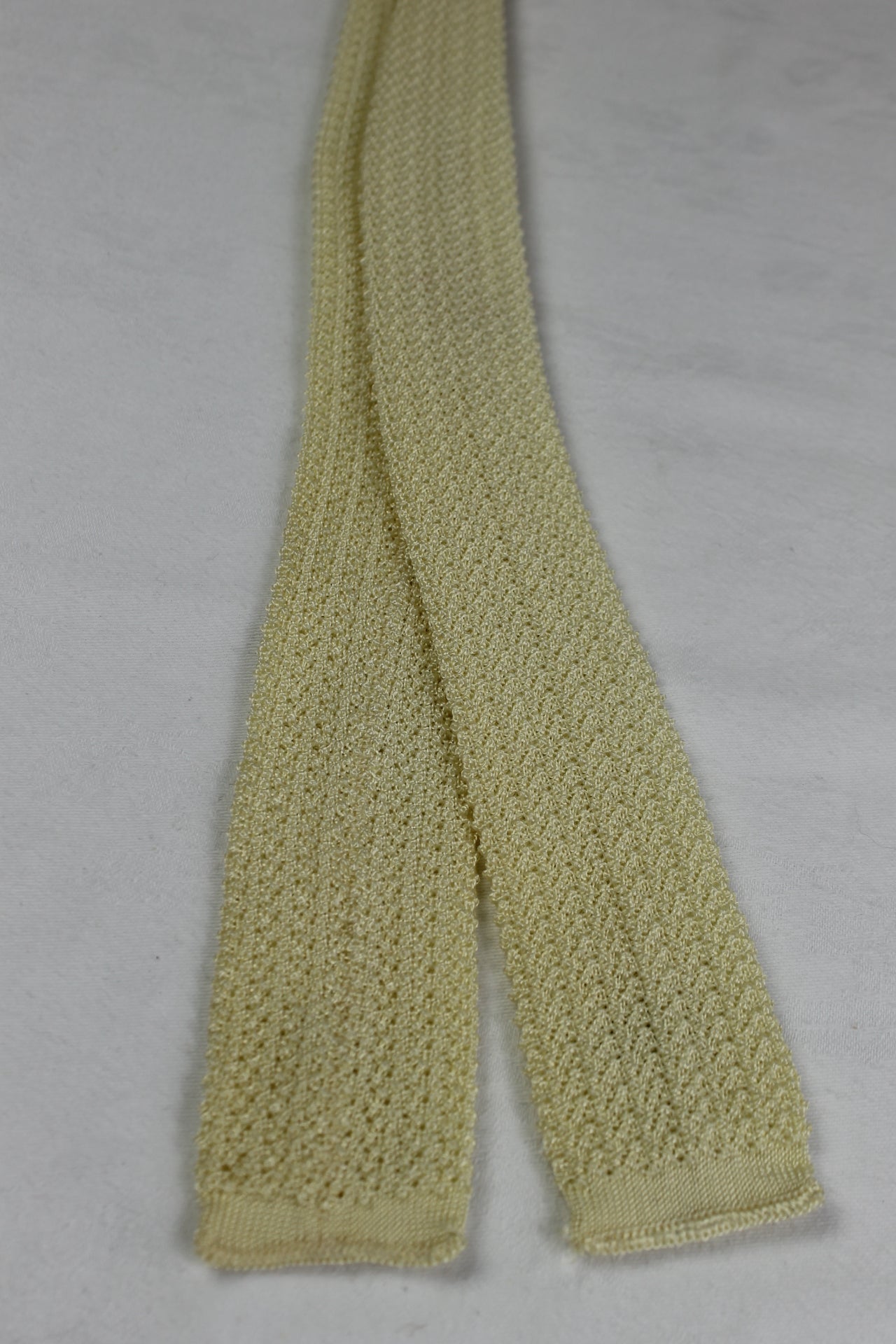 Vintage Phoenix Cream Knitted Square End Skinny Tie 1940s/1950s