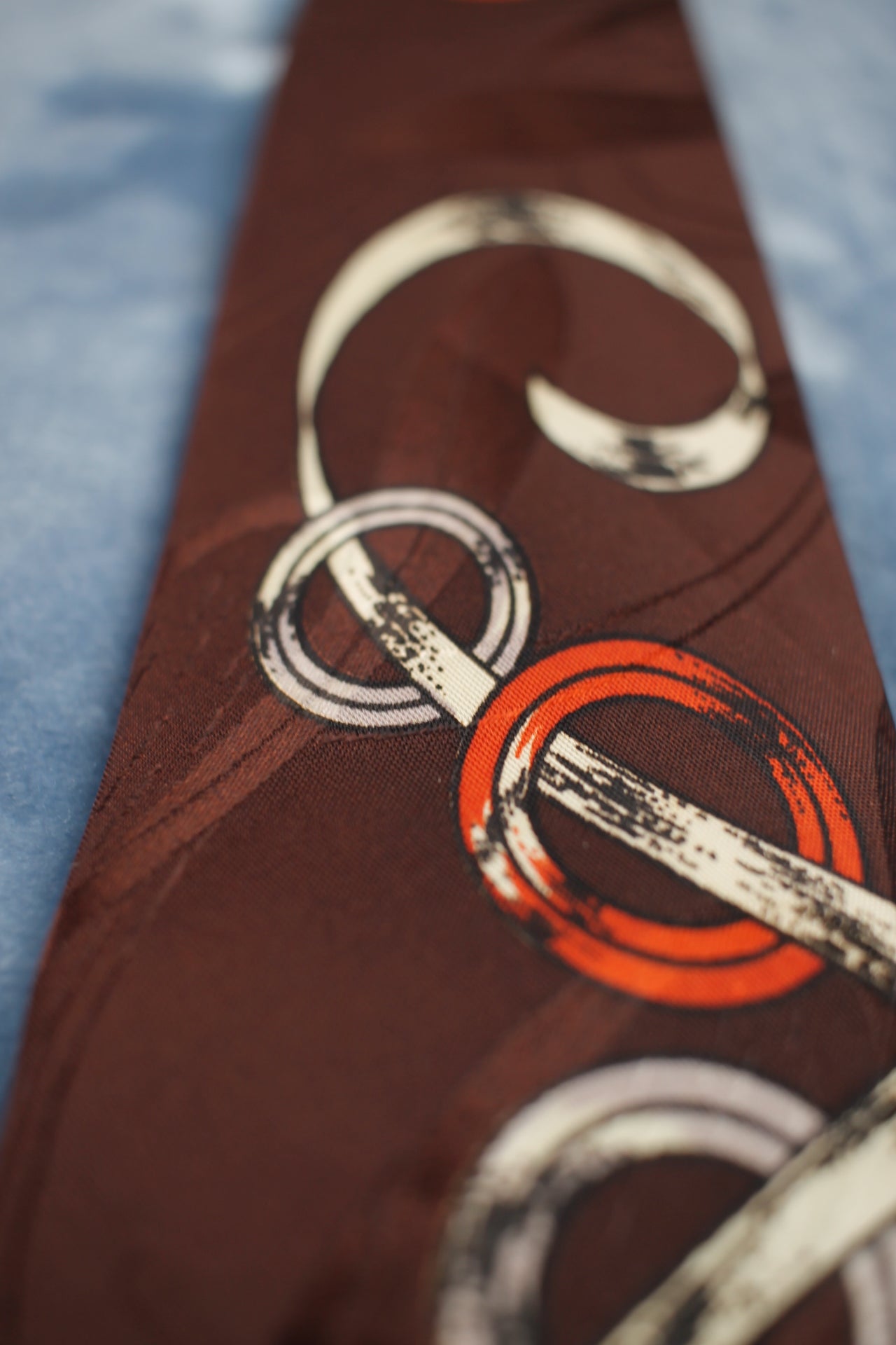Vintage Beau Brummell Dark Brown Orange White Pattern Tie 1940s/50s