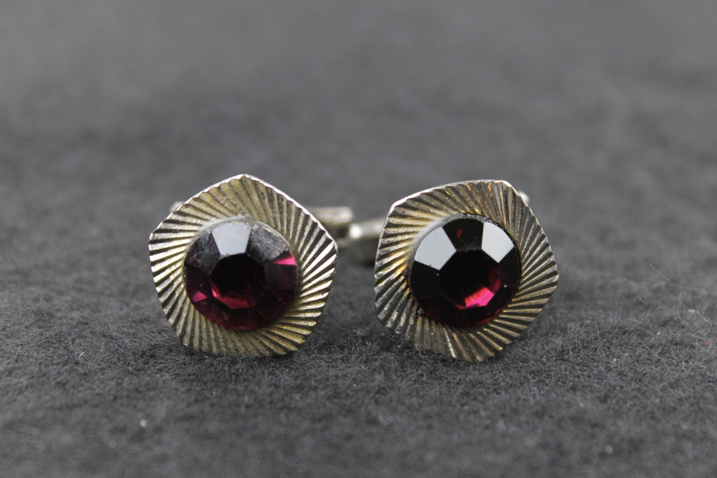 Vintage Purple Lucite Faceted Gem Cufflinks