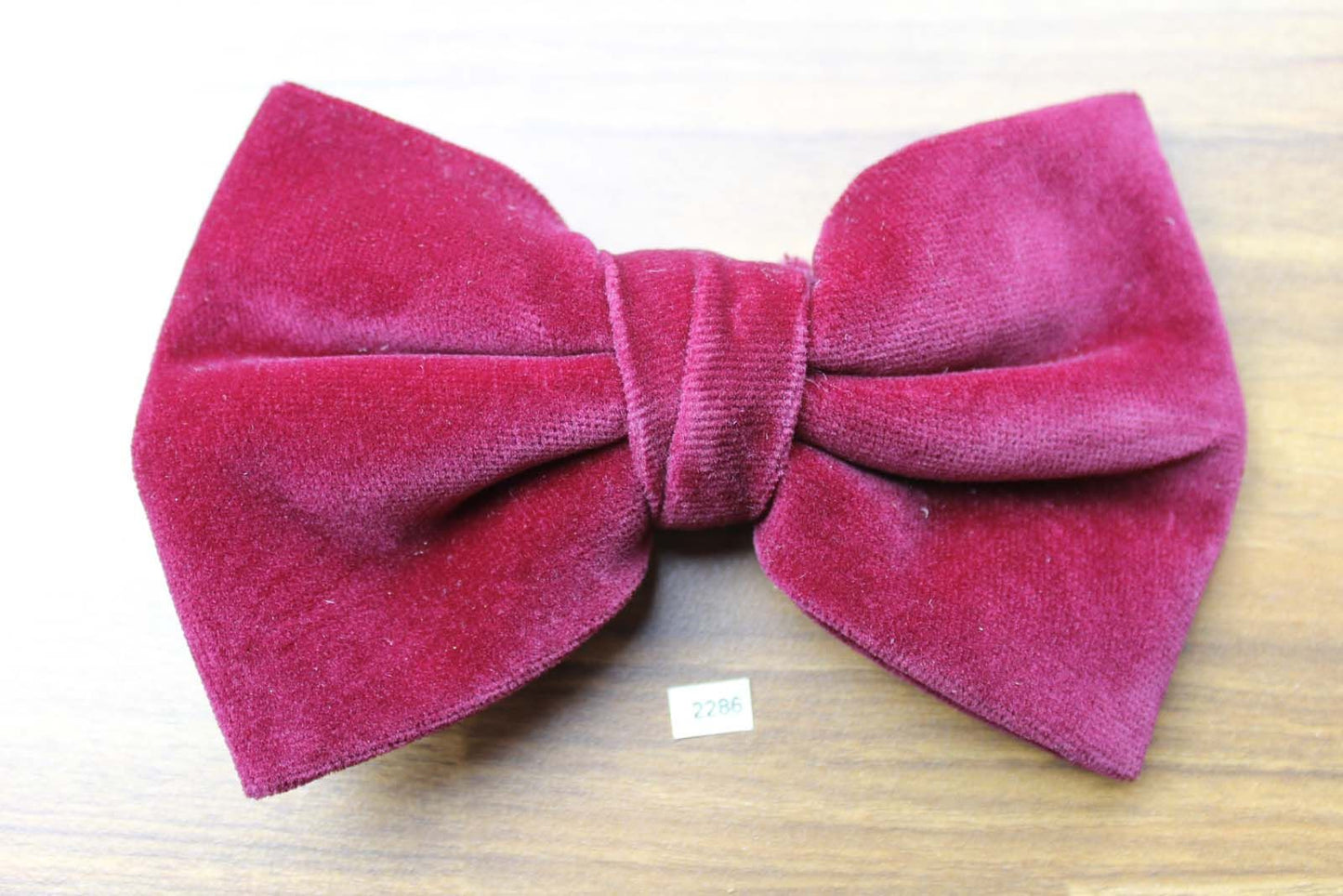 Vintage 1970s Pre Tied Clip On Bow Tie Burgundy Velvet