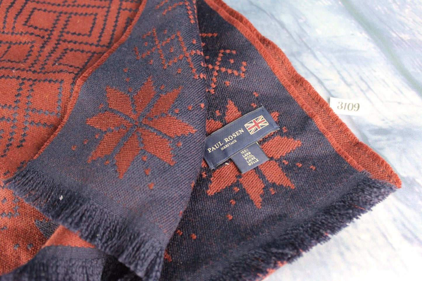 Paul Rosen Large Navy Burgundy Soft Thick Scarf