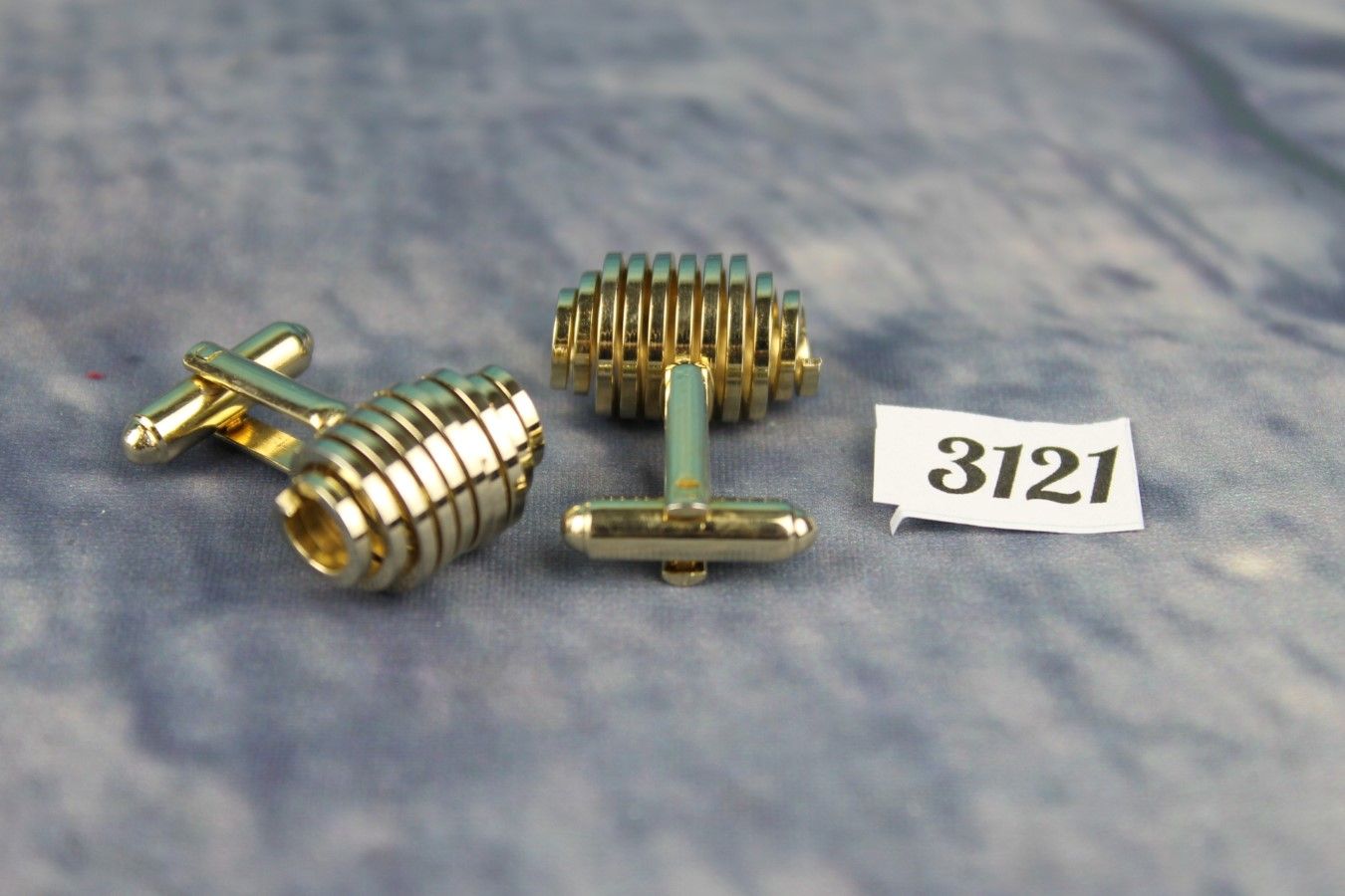 Vintage SHIELDS Gold Metal Cufflinks Coils Sprigs Squeezable