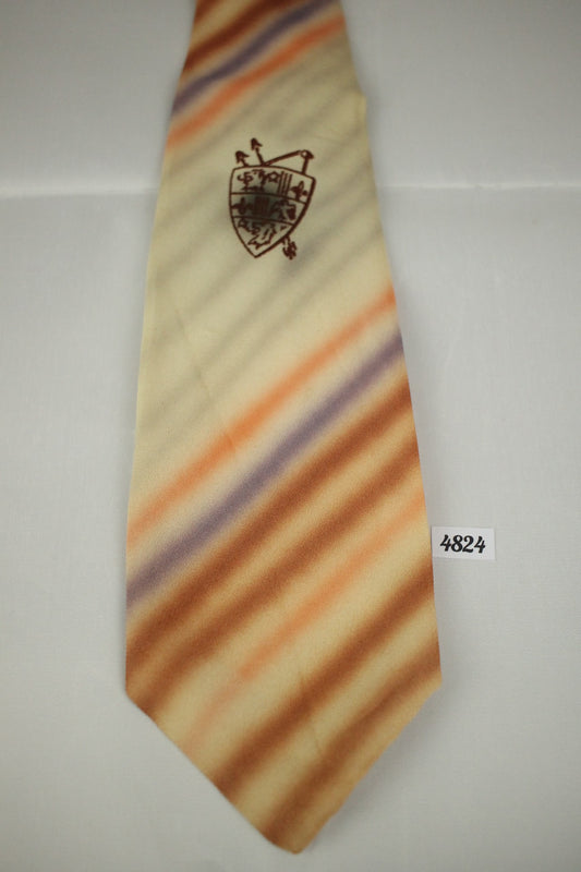 Vintage 1940s/50s Louvre Cravat Hand Painted Peach Tones Blurred Stripes Swing Tie