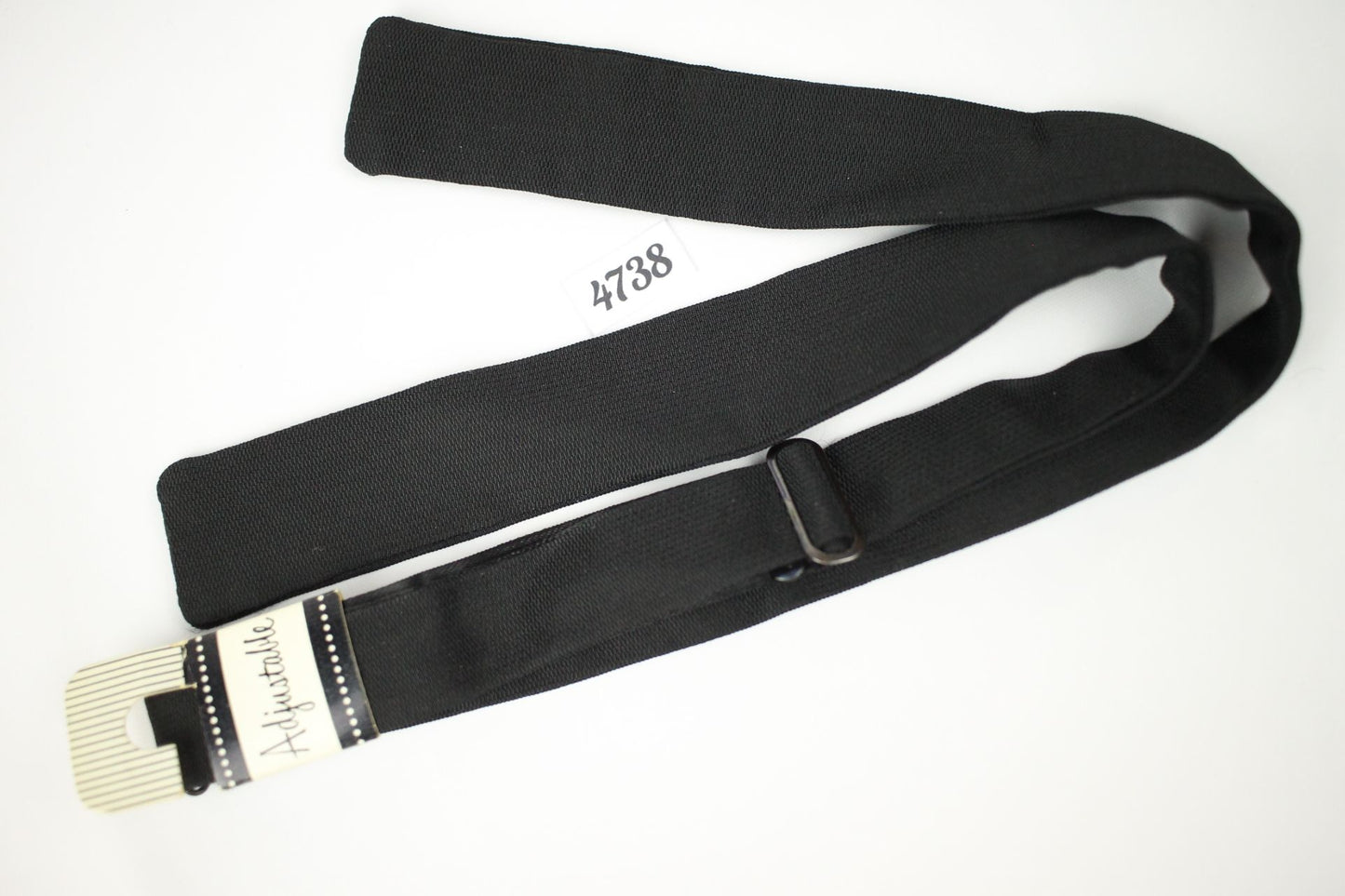 Vintage Dead Stock Black Made in USA Self Tie Square End Narrow Straight Slim Jim Bow Tie Adjustable