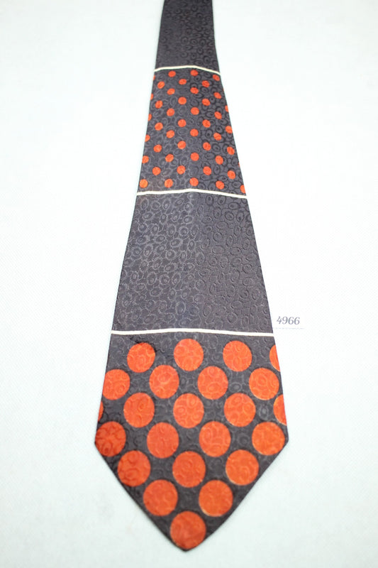 Vintage Yellowstone Prints Swing Tie 1940s/50s Navy Jacquard Red Spots