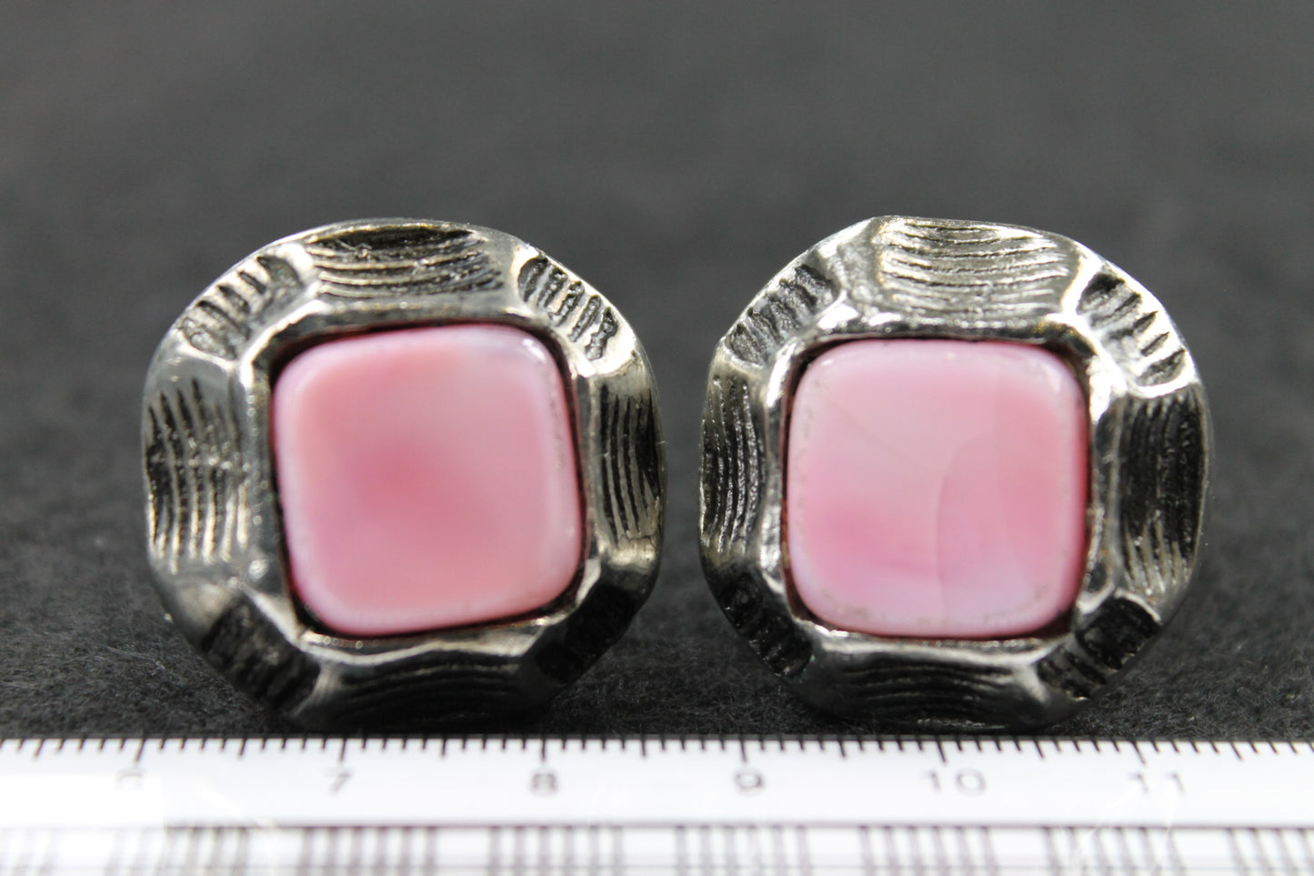 Vintage Chunky Rustic Set Pink Stone Centre Cufflinks