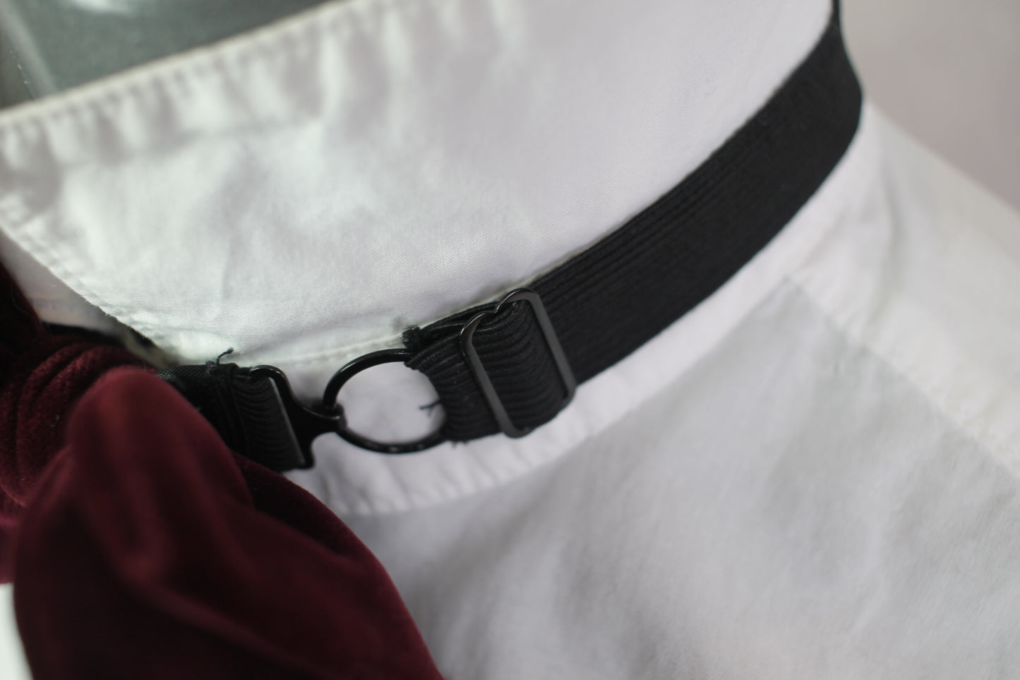 Vintage St Michael pre-tied deep red purple velvet bow tie adjustable