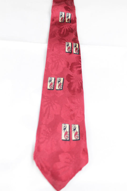 Vintage Coffee's California cherry red jacquard skinny tie 1950s/60s