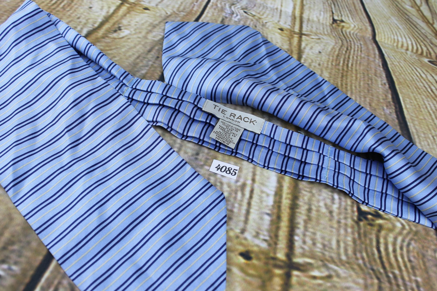 Vintage Tie Rack Blue Navy Gold Stripe Cravat Retro Mod