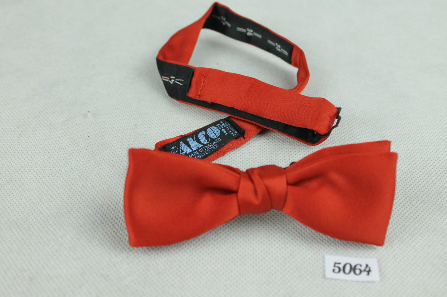 Vintage Akco pre-tied red satin bow tie adjustable