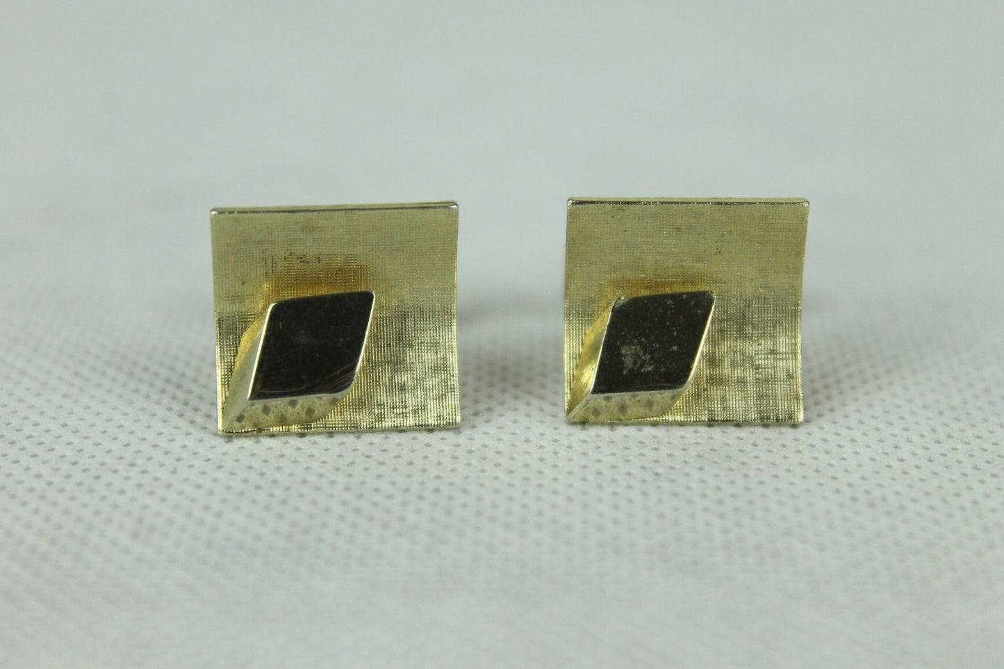 Vintage Curved Gold Square Cuff Links
