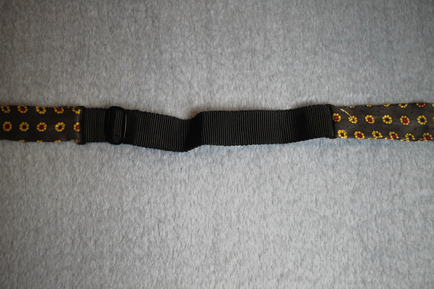 Vintage self tie straight end green red motifs pattern bow tie adjustable