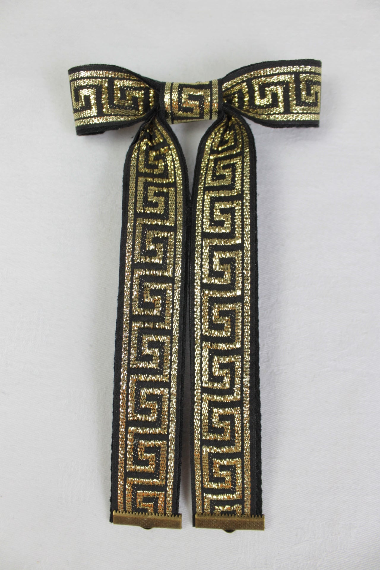 Vintage Style New Black Gold Square Scroll Clip On Western Cowboy Kentucky Bow Tie