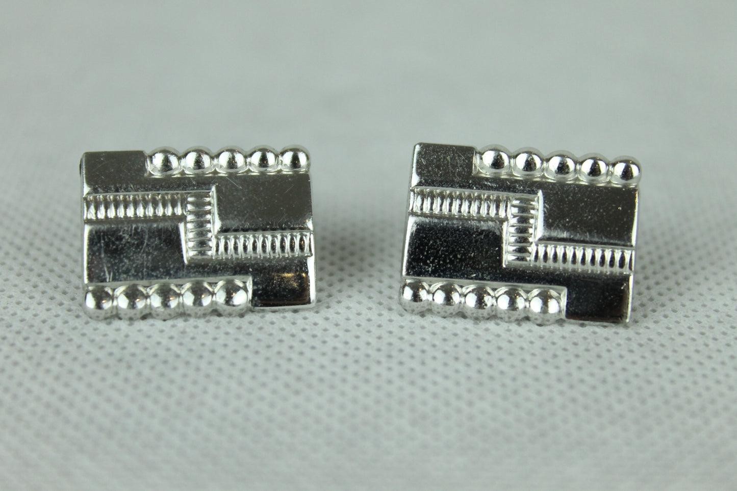 Vintage Chunky Silver Metal Oblong Cufflinks