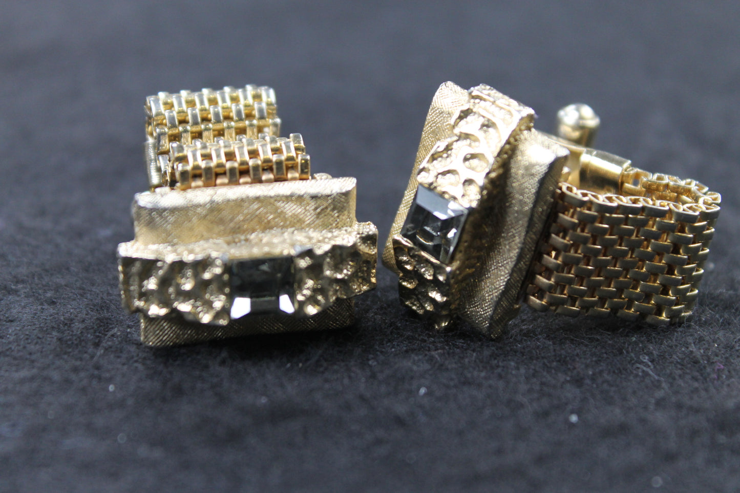 Vintage Smokey Grey Jewel Heavy Wrap Around Cufflinks