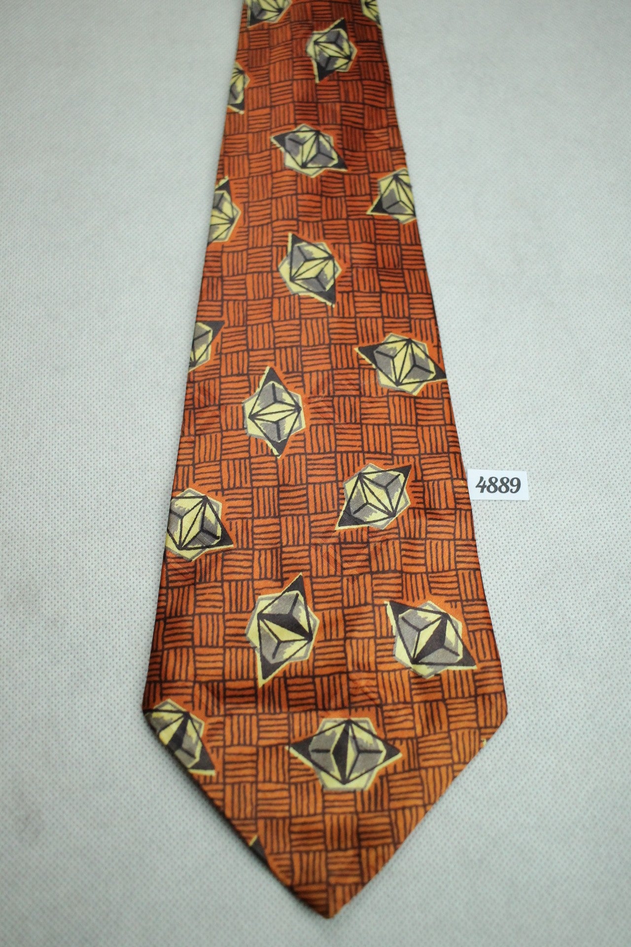 Vintage 1940s/50s Archdale Ties Orange Brown Basketweave Diamonds Swing Tie