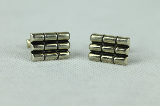 Vintage Gold Metal Oblong Bullet Ridge Cufflinks