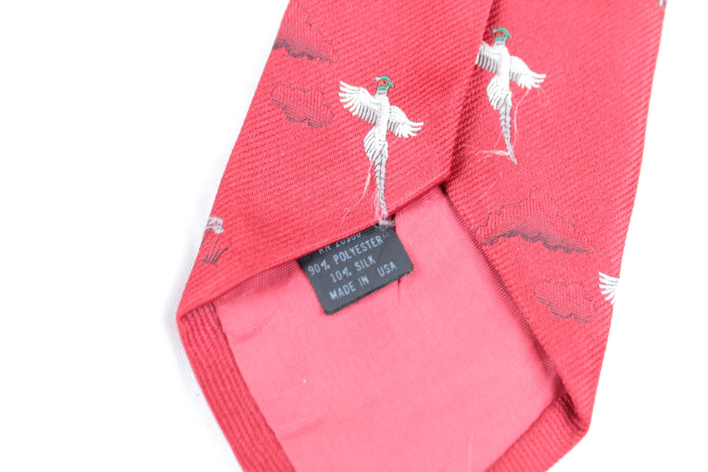 Vintage Enrico Guccini red pheasants pointer dogs tie