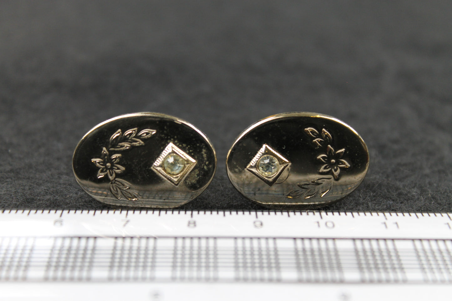 Vintage Oval Diamante Inset Cufflinks