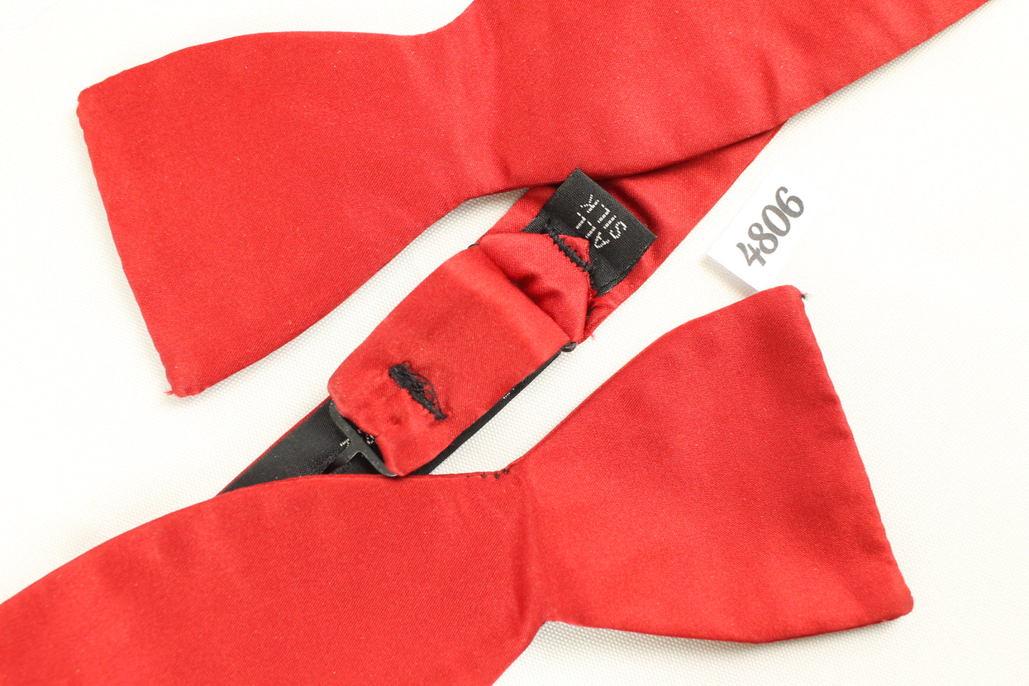 Red Vintage Self Tie Bow Tie All Silk Thistle End