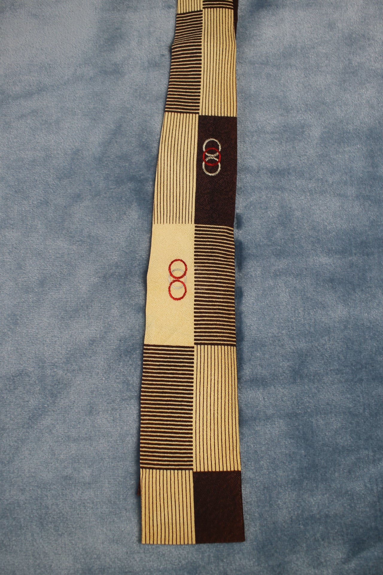 Vintage Coast to Coast Gold Brown Striped Blocks Square End Tie 1940s/50s