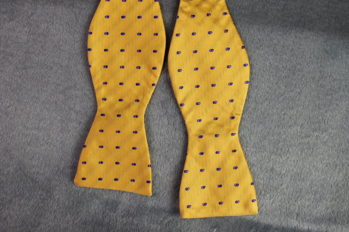 Vintage self tie thistle end 100% silk yellow purple pattern bow tie adjustable