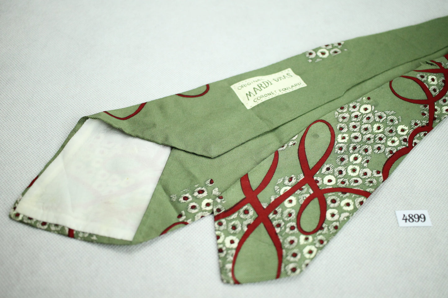 Vintage 1940s/50s Coronet Foulard Mardi Gras Green Burgundy Belly Warmer Swing Tie