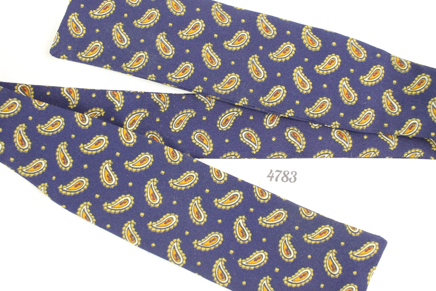 Vintage Self Tie Bow Tie Blue Paisley Fixed Length