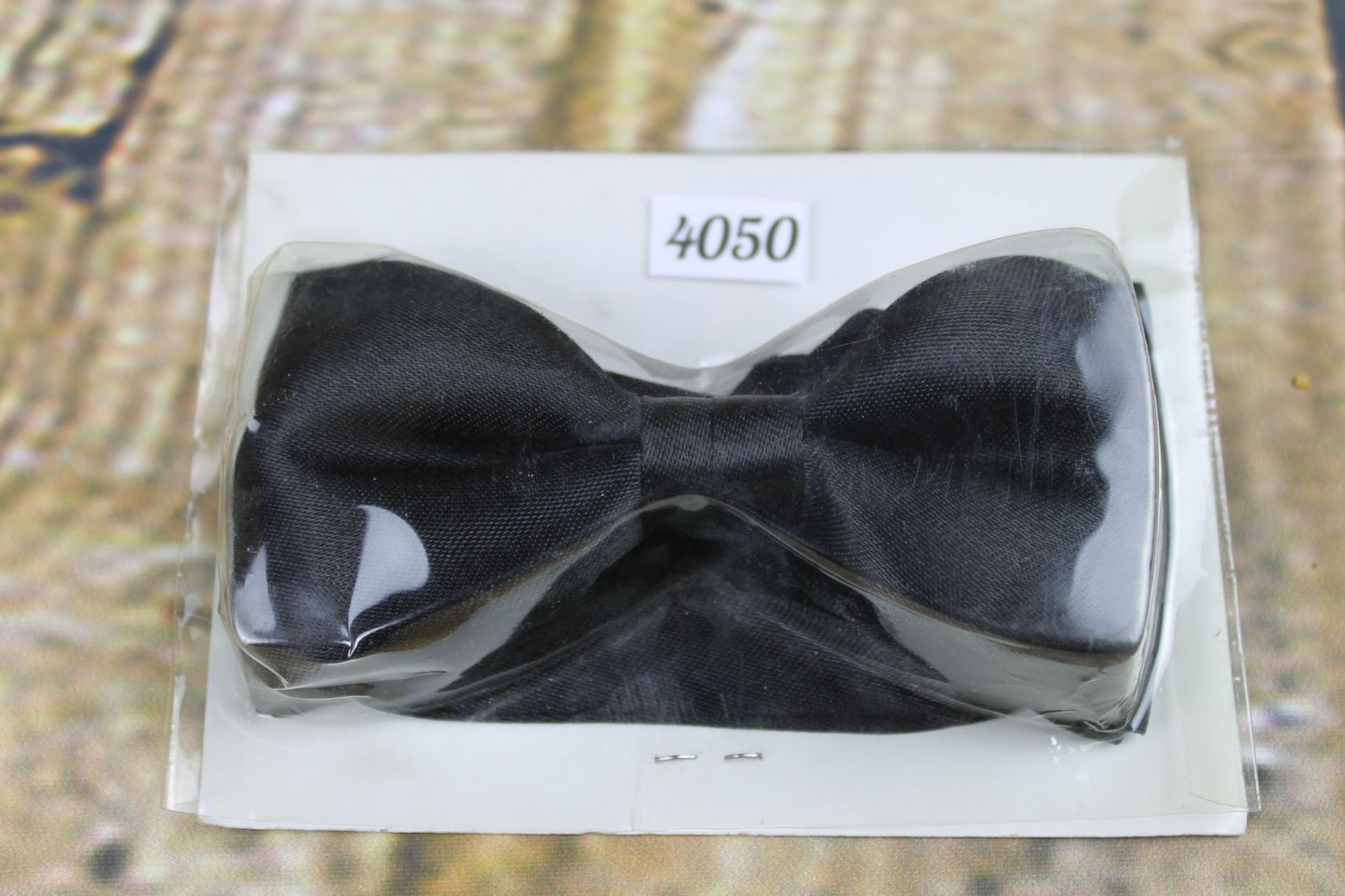 Vintage Classic Black Satin Pre-Tied Bow Tie Adjustable