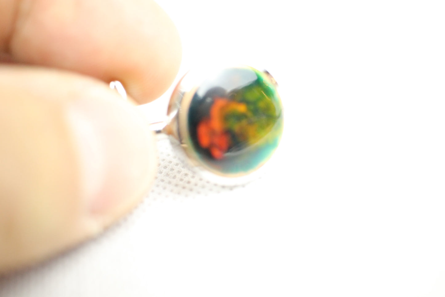 Vintage Green and Red Enamel Heavy Silver Metal Cuff Links